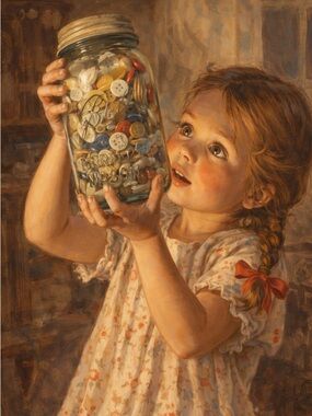 Antique Ball Mason Jar w/ Vintage Button Lot Unique Mixed Collection